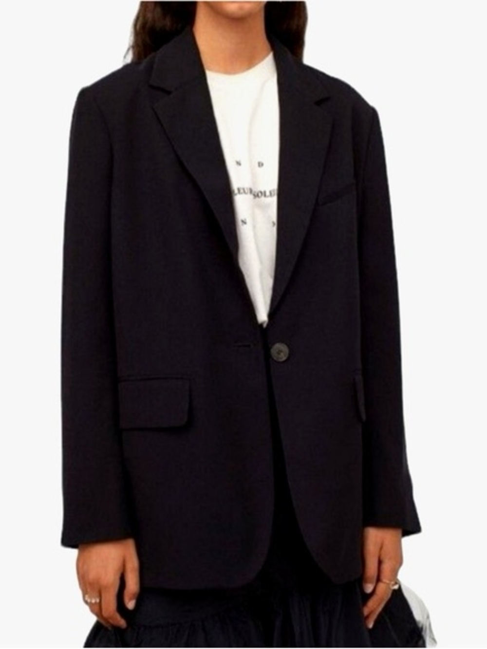 SANDRA MANSOUR x H&M Womens Oversized Black Single-Button Blazer Jacket XS/Small